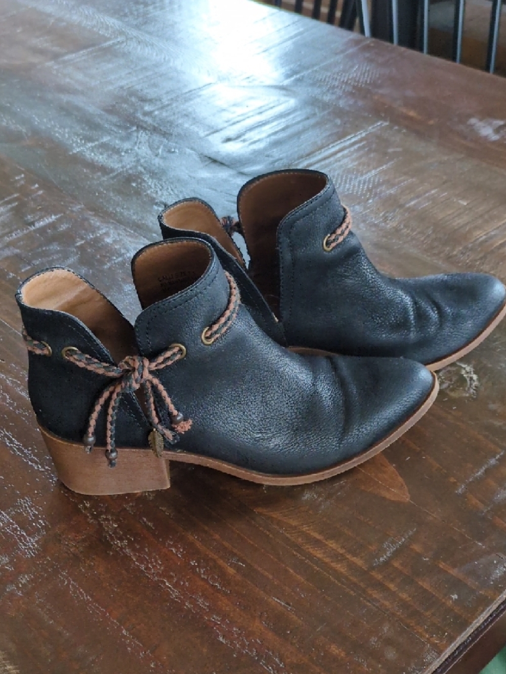 Womens Black Ankle Booties with Side Tie - Picture 4 of 6